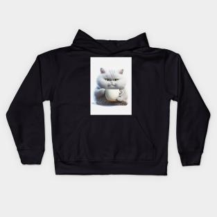 Funny Fat Cat Drinking Kids Hoodie